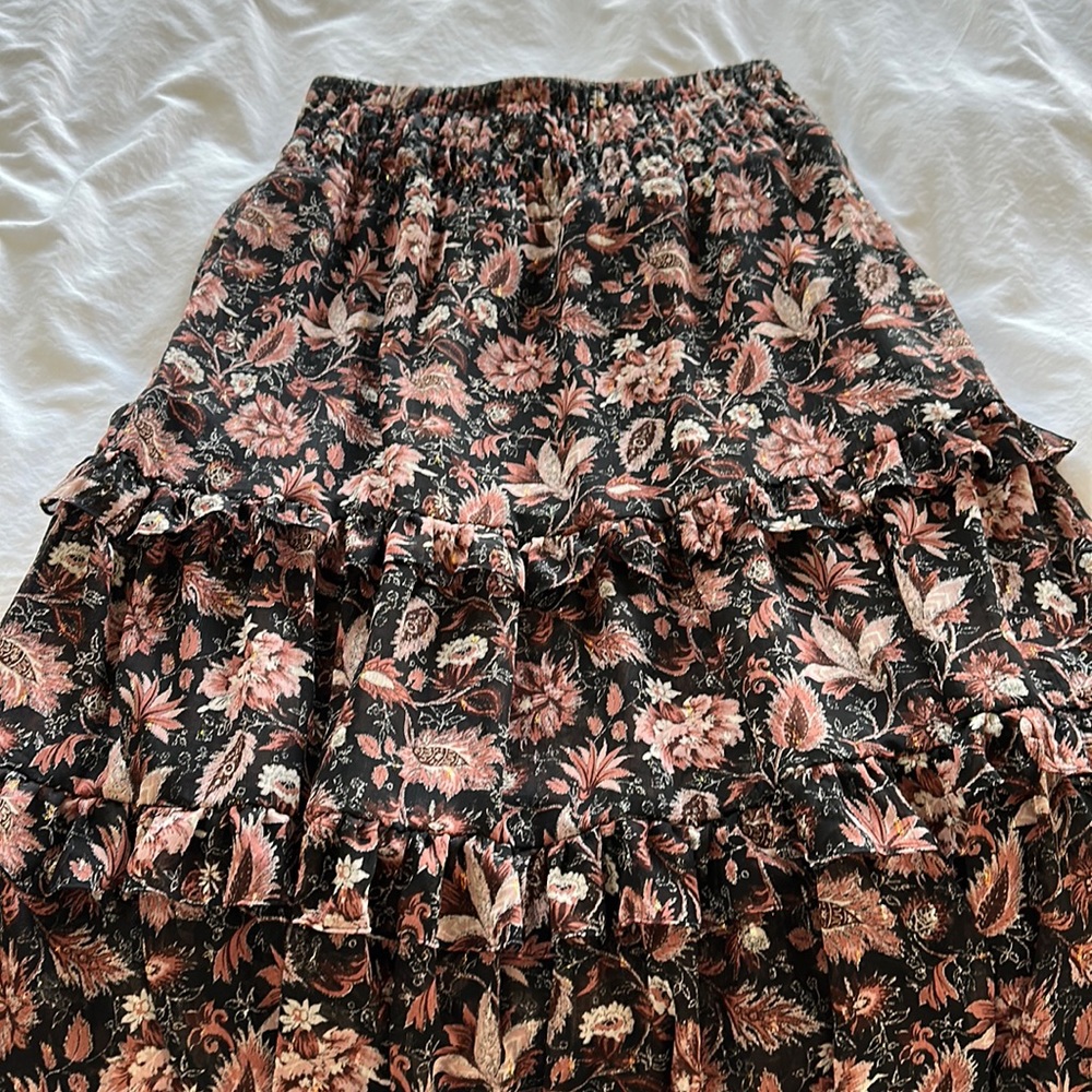 Madewell ruffle skirt black gold pink small